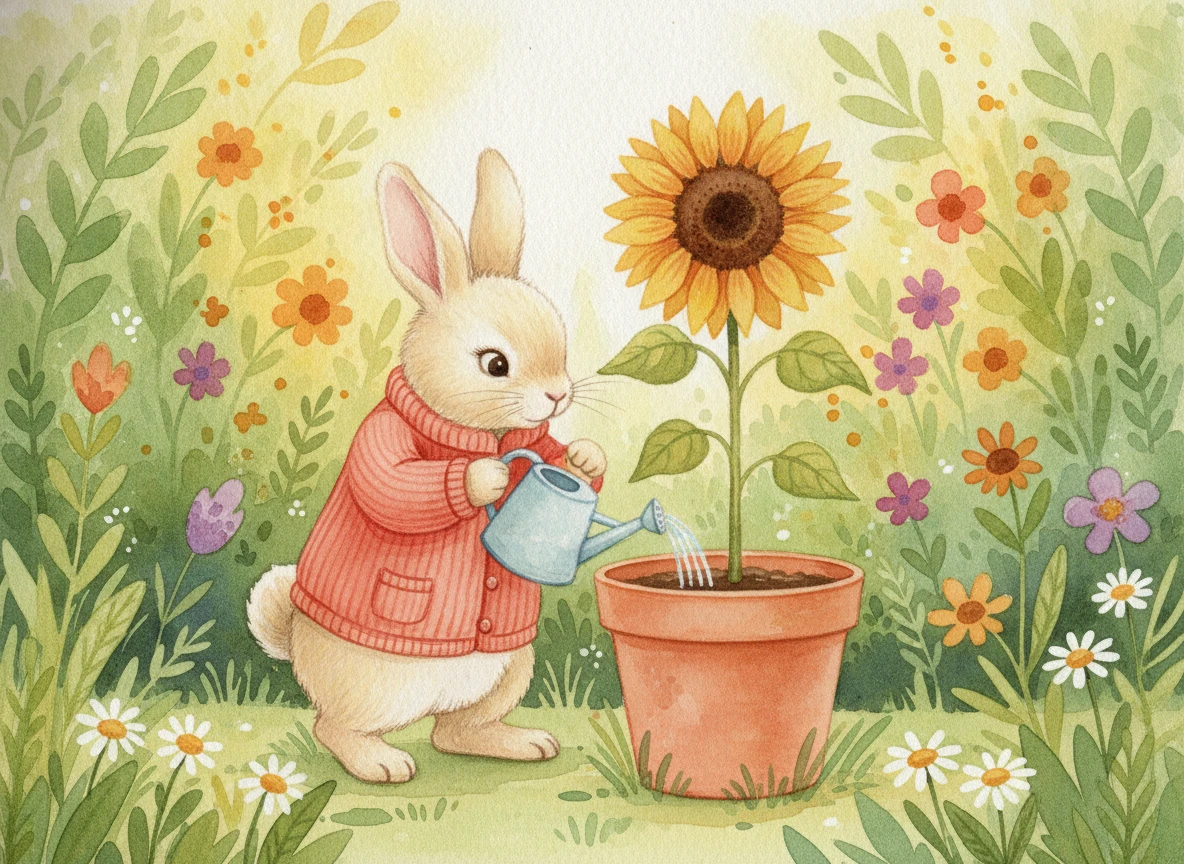 First independent example: the garden is allowed to fill the illustration.