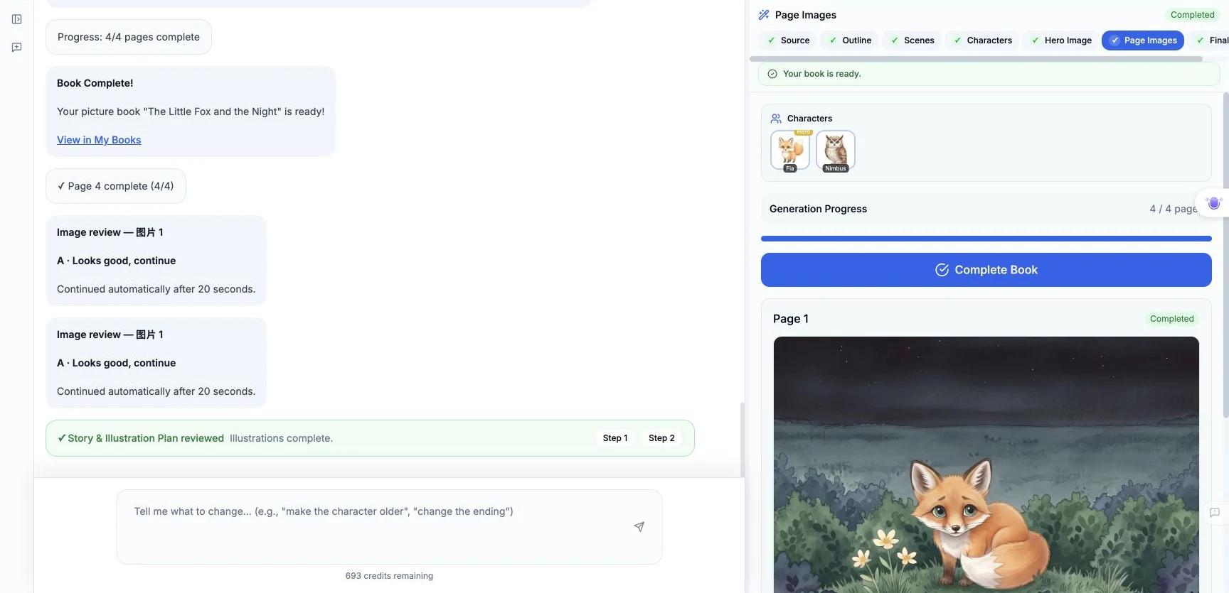 The editor after a full reload, with the corrected page still present
