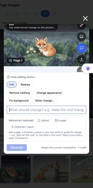 Phone-sized check of the actual Describe and Edit controls; no mobile generation was submitted