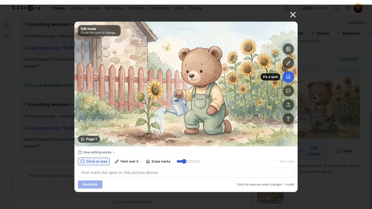 The original page in Fix a spot before marking