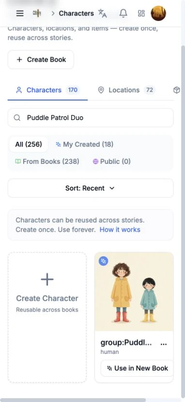 The saved duo visible in the phone-size library