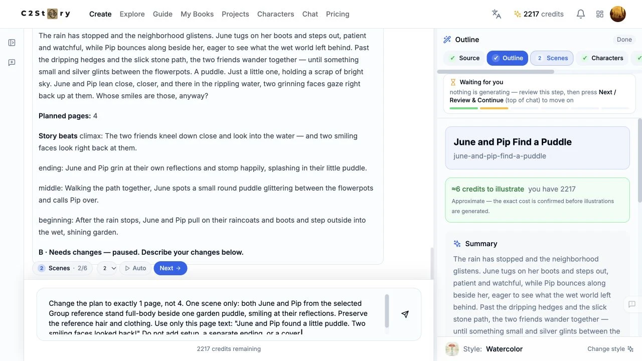 Feedback entered after the initial plan proposed four pages