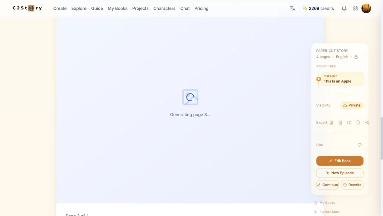 Page 3 shows Generating page 3 after the Retry click