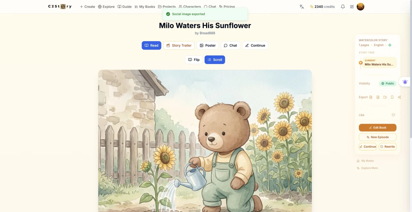 The real Social image exported confirmation after the download completed